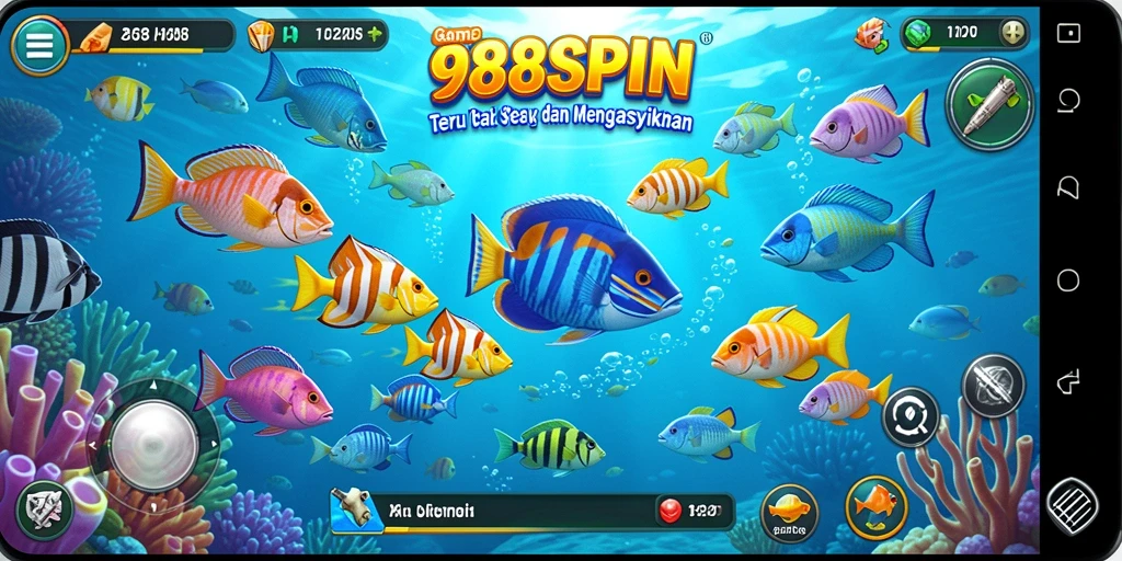 Gameplay seru Tembak Ikan di 988SPIN dengan berbagai ikan.