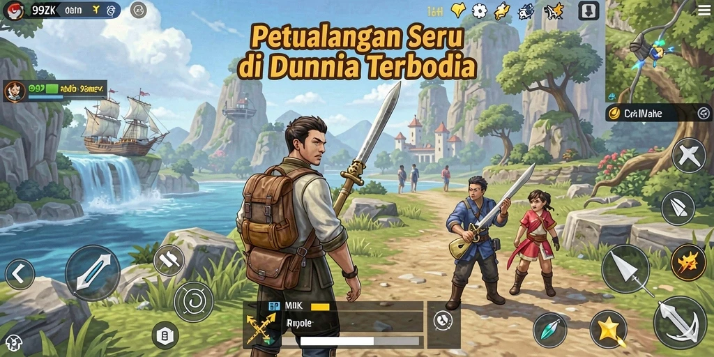 Screenshot gameplay 99ZK menampilkan aksi petualangan Open World.