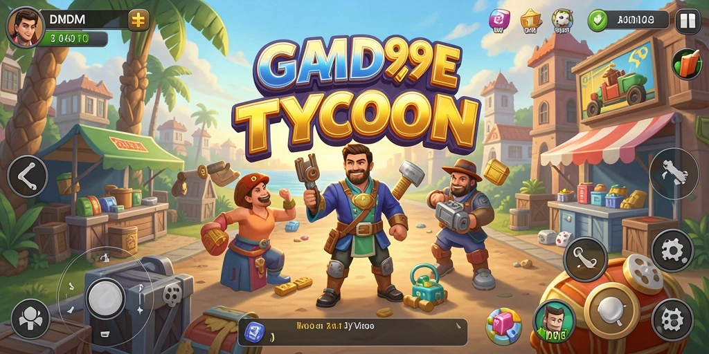 Screenshot DMD999 menampilkan gameplay seru dalam membangun bisnis Tycoon.