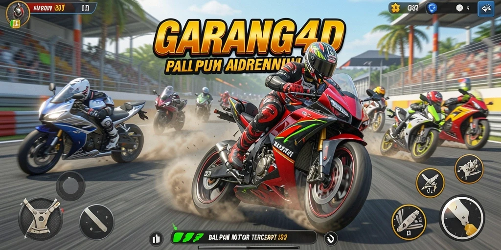 Gameplay seru GARANG4D dengan balapan motor yang cepat.