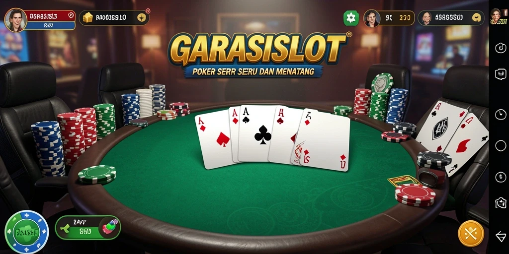 Tampilan utama GARASISLOT dengan gameplay poker yang menarik.