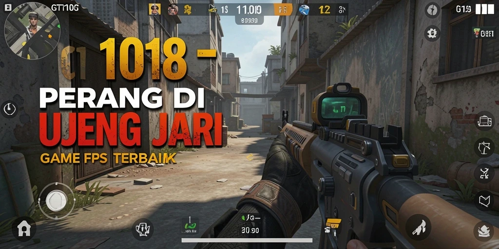 Screenshot dari gameplay GT108 yang menunjukkan pertempuran intens di arena FPS.