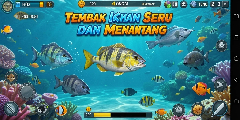 Tangkapan layar menampilkan aksi seru dalam permainan Tembak Ikan H03.