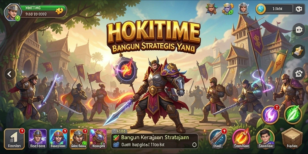 Tampilan gameplay HOKITIME dalam membangun kerajaan.
