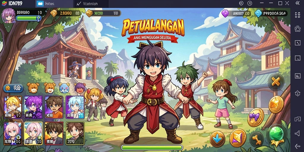 Tampilan gameplay menakjubkan dalam dunia Anime yang penuh warna.
