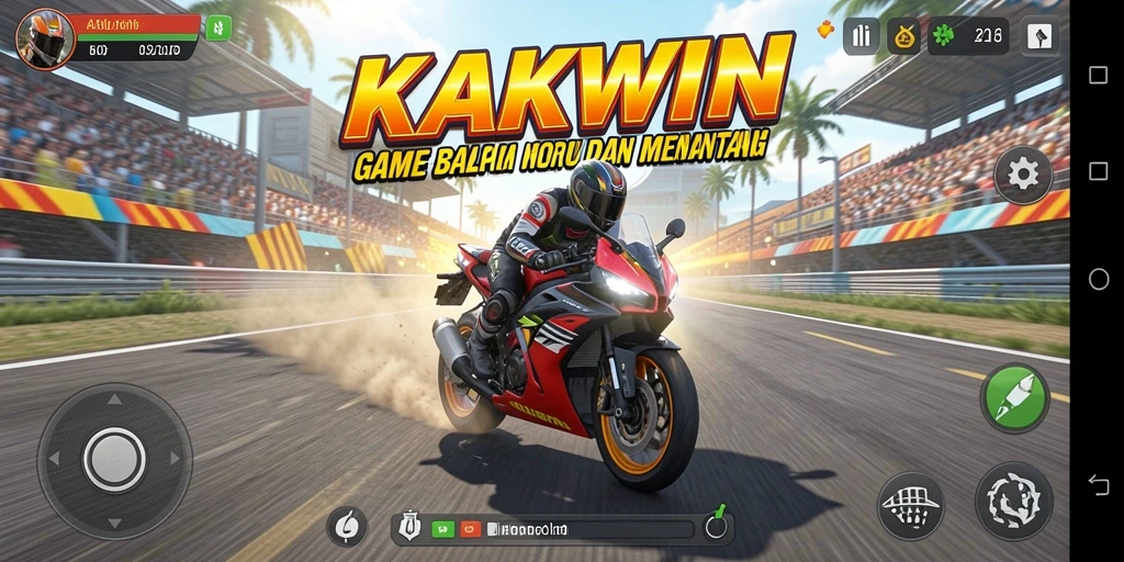 Screenshot KAKWIN menunjukkan aksi balapan motor yang mendebarkan.