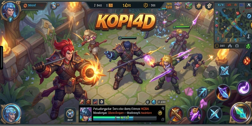 Tampilan seru gameplay KOPI4D dalam pertarungan MOBA.