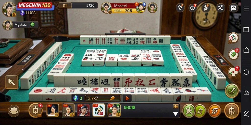 Tampilan screenshot MEGEWIN188 yang menampilkan gameplay seru Mahjong.