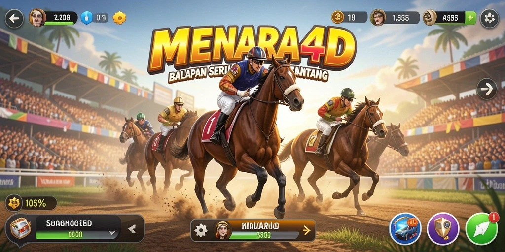 Tampilan gameplay menarik dari MENARA4D dengan grafik balapan yang menakjubkan.