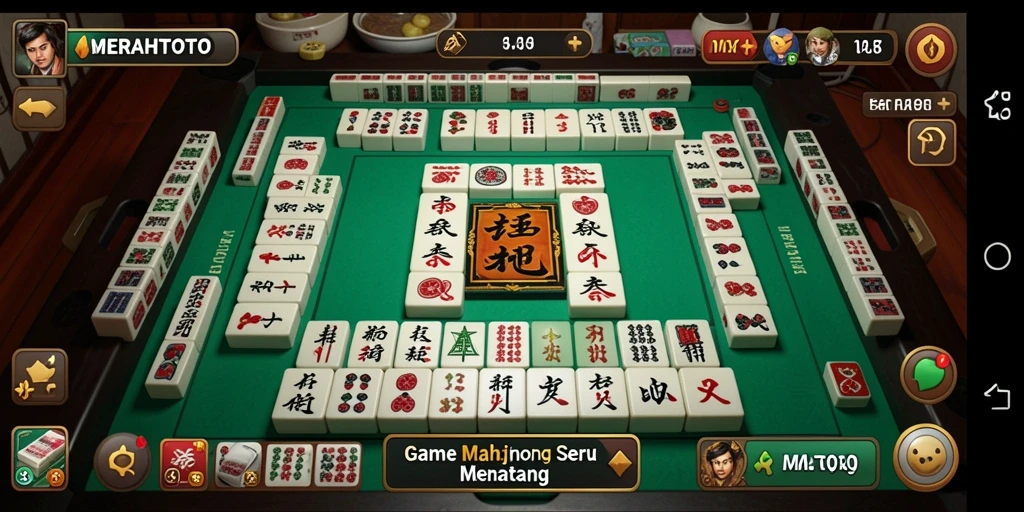 Screenshot gameplay MERAHTOTO yang menampilkan papan Mahjong yang menantang.