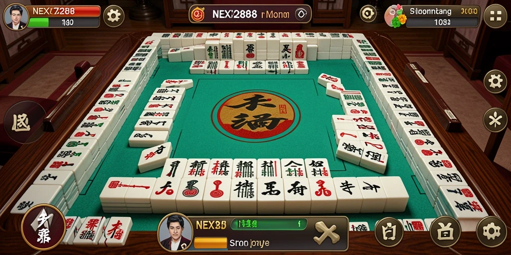 Tampilan gameplay NEX288 yang menampilkan matching ubin Mahjong.