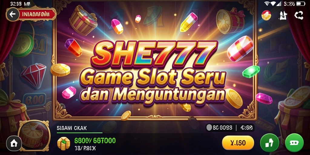 Screenshot gameplay SHE777 menampilkan slot menyenangkan yang penuh warna.