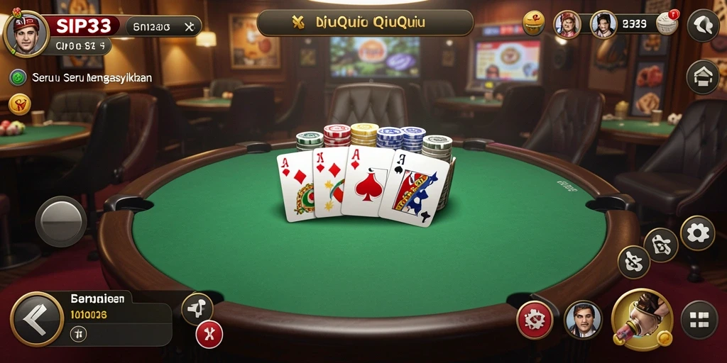 Screenshot gameplay SIP33 menampilkan aksi seru permainan QiuQiu.