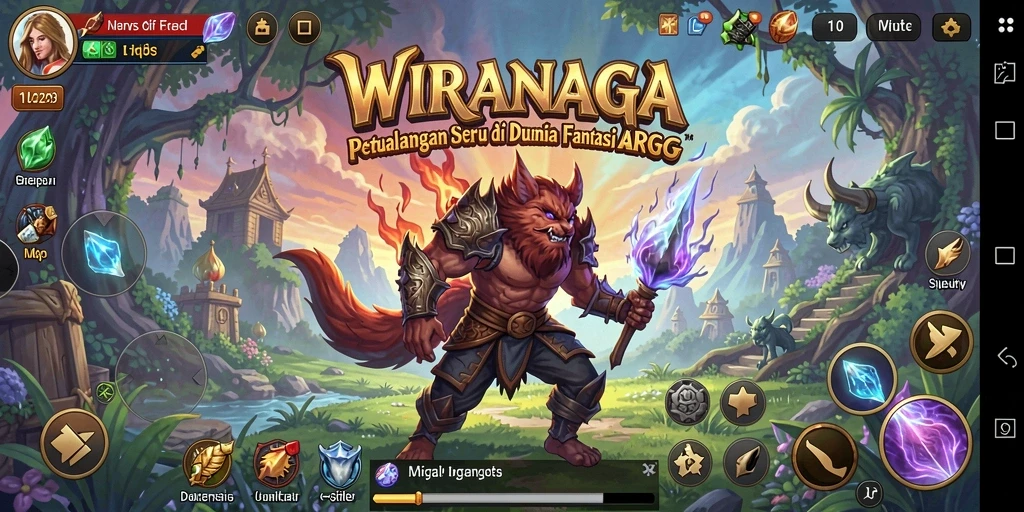 Gameplay WIRANAGA yang seru dan mendebarkan di dunia fantasi.