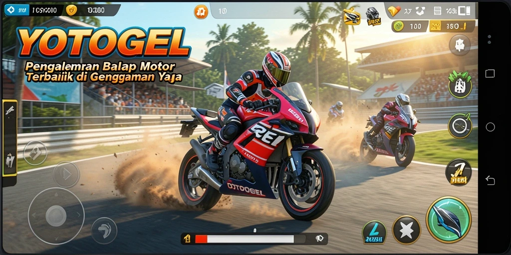 Screenshot gameplay YOTOGEL yang menegangkan saat balapan motor.