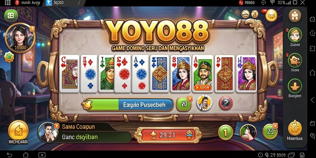 Screenshot dari gameplay seru di YOYO88, menunjukkan aksi domino yang menegangkan.