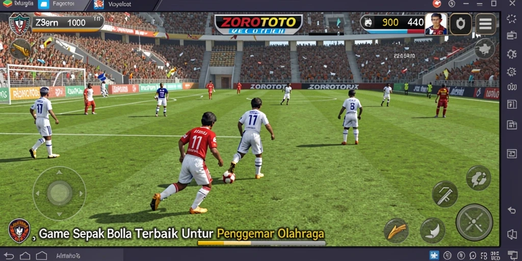 Tampilan gameplay ZOROTOTO dengan aksi sepak bola yang seru dan grafis yang menarik.